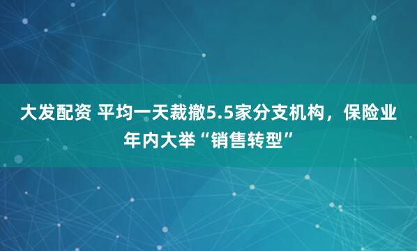 大发配资 平均一天裁撤5.5家分支机构，保险业年内大举“销售转型”